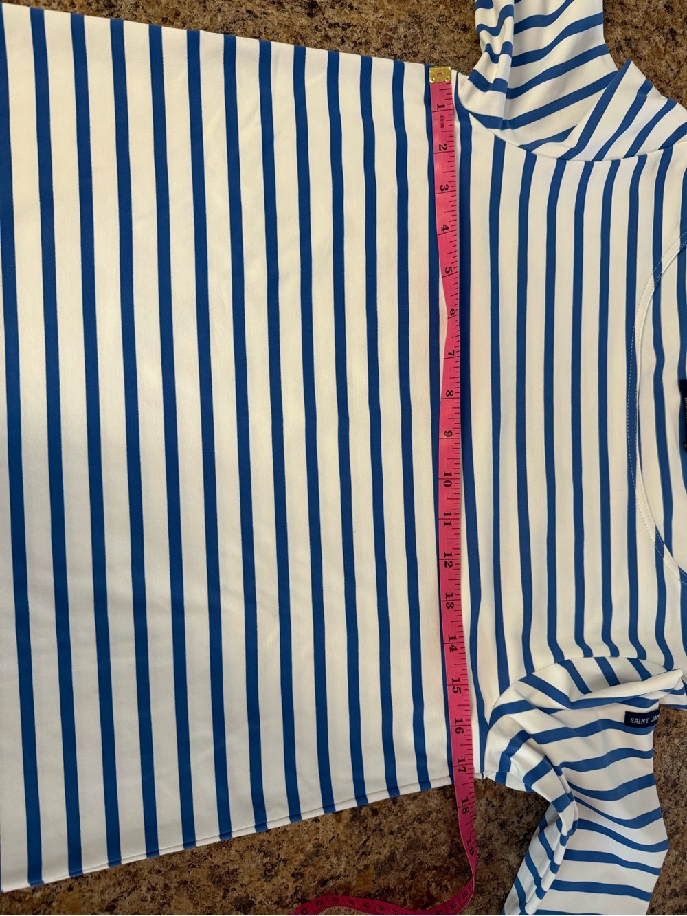 Saint James Galathee II Breton Striped Top Blue White Size 6 Nautical French - Picture 5 of 6